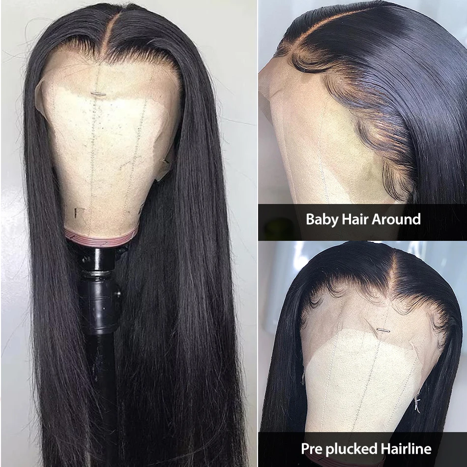 13x4 Lace Frontal Human Hair Wigs 28 30 32 Inch Brazilian Natural Human Hair Straight Long Wig 34 36 Inch Delivery 3 Day France