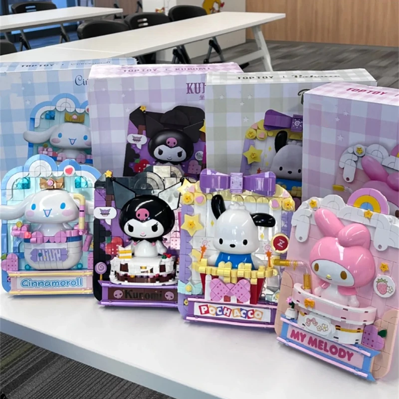 Sanrio print building blocks Kuromi model mymelody figure Cinnamoroll children's toys kawaii desktop ornaments decoration gifts