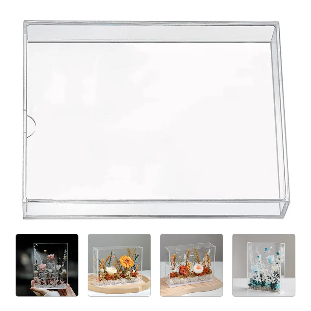 

Elegant Acrylic Eternal Flower Forever Picture Frame Desktop Storage Display Case For Dried Flowers Models Clear Transparent