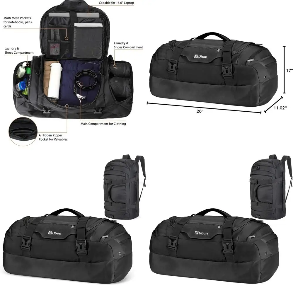 

4-Way Sports Gym Backpack with Shoe Compartment, Padded Straps for Weekend Camping and Travel