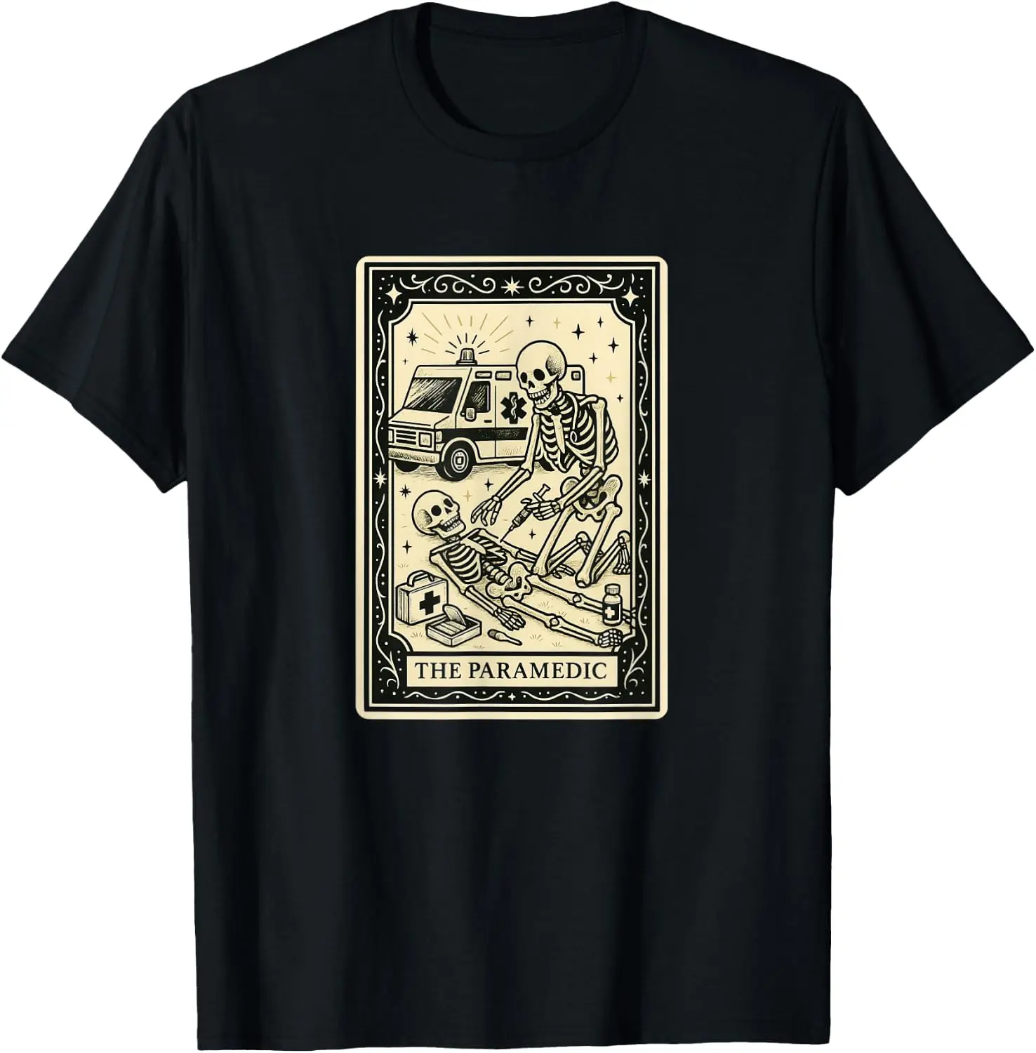 The Paramedic Tarot Card - Halloween Spooky Gothic Medic EMT T-Shirt 100% Cotton Trendy Y2K Short-Sleeve Tee-Soft, Quick-Drying,