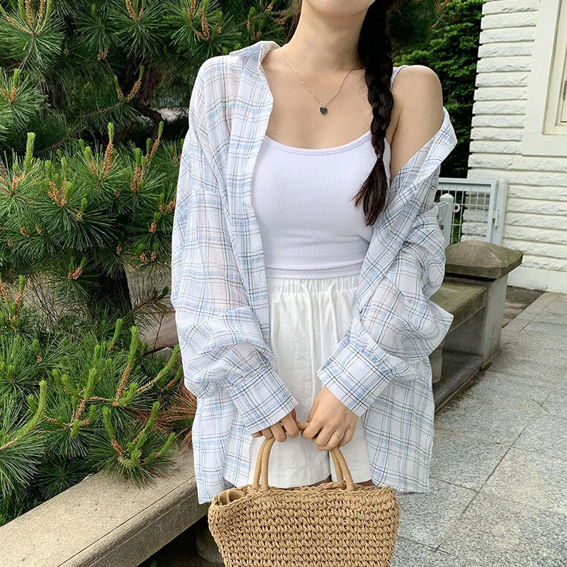 2025 frühen Herbst Koreanische Klassische Lose Medium Lange Ärmel Dünne Sonnencreme Hemd Mantel für Frauen Süße Shirts Frauen Shirt Tops