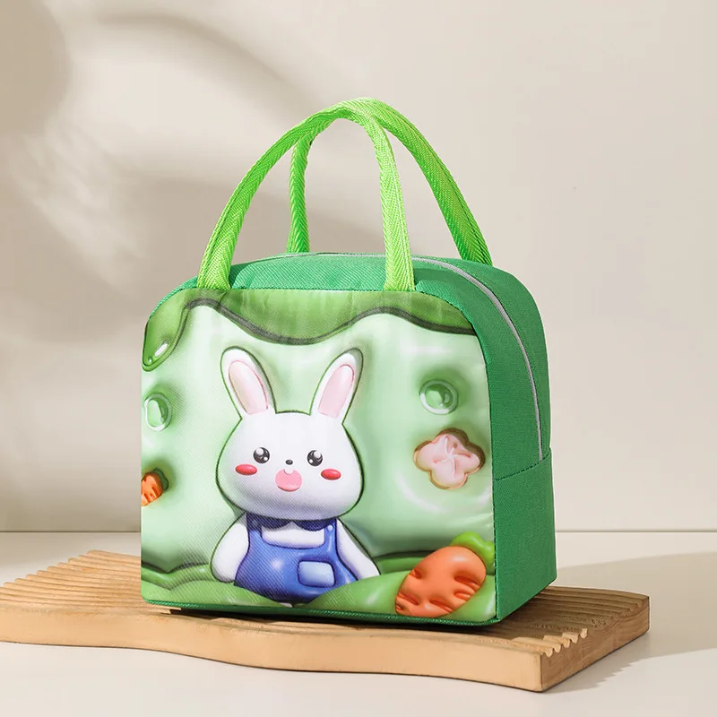 3D Cartoon Insulated Lunch Bags Cute Animal Handheld Bento Bag Reusable Aluminum Foil Thick Thermal Lunch Box Bag for Kids Girls