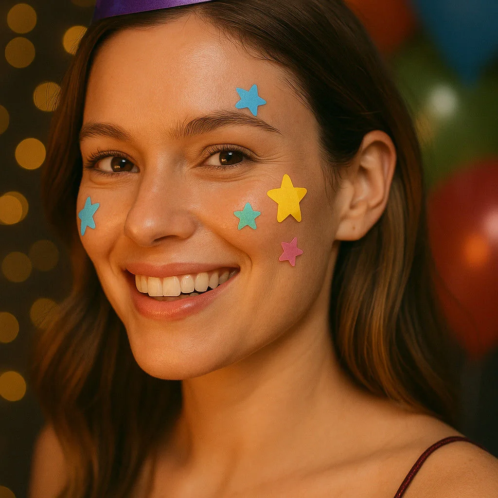 رقعة حب الشباب على شكل نجمة ودائرة، مناسبة لجميع المناسبات، طراز النجوم، 472 قطعة، حب الشباب الملون غير المرئي