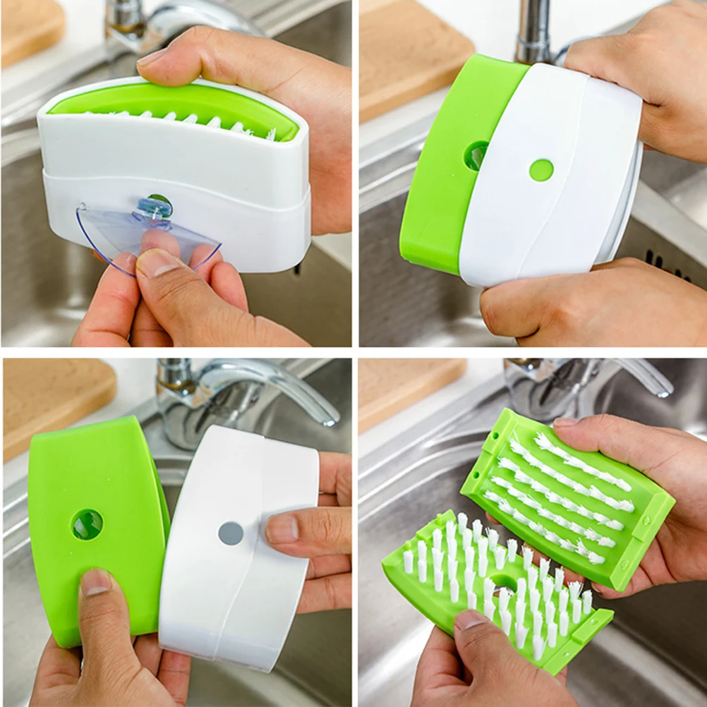 

3pcs Kitchen Removable Cleaning Brush Suction Cutlery Fork Chopsticks Strong Sticky Scrubber For Sink Tile Wall Mountable