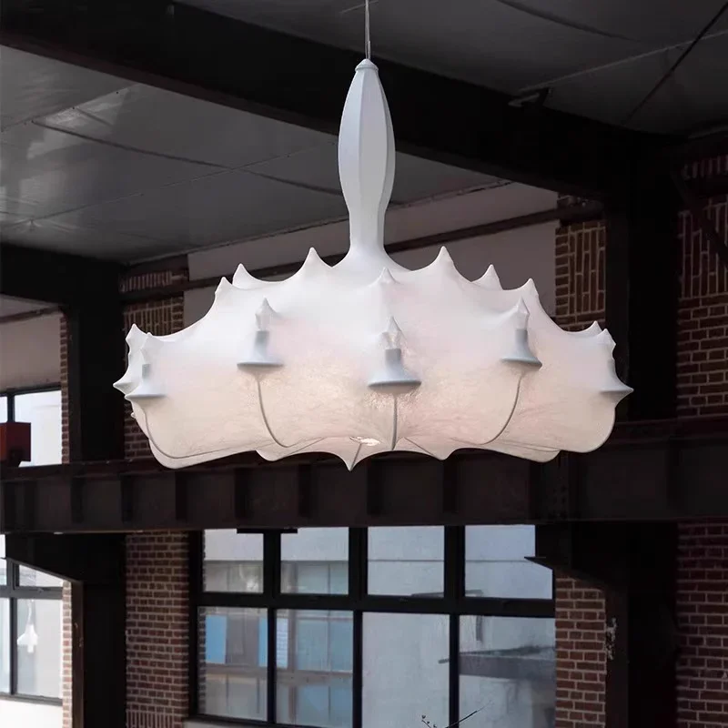 Lampadari a sospensione in seta italiana Luci a led a spettro completo Soggiorno Camera da letto di fascia alta Ristorante Lampadari in stile Wabi Sabi di design