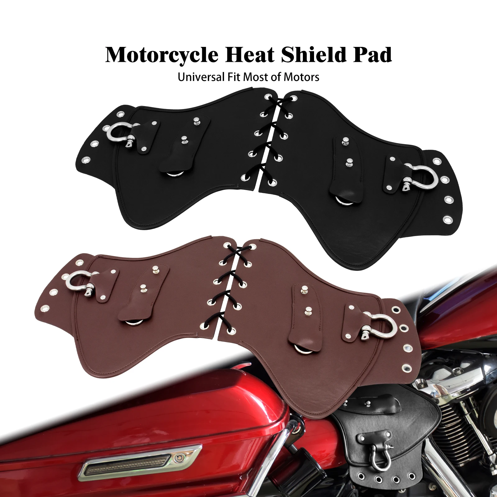 

Motorcycle Universal Heat Saddle Shield Deflectors PU Leather Black/Brown For Harley Sportster XL 883 1200 Dyna Softail Touring