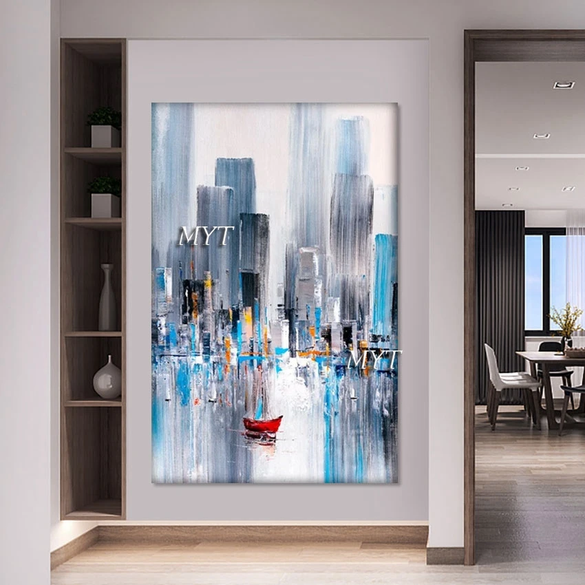 

Urban Architecture Acrylic Textured Abstract Paintings Modern Canvas Art Designs Wall Pictures For Living Room Home Decoration