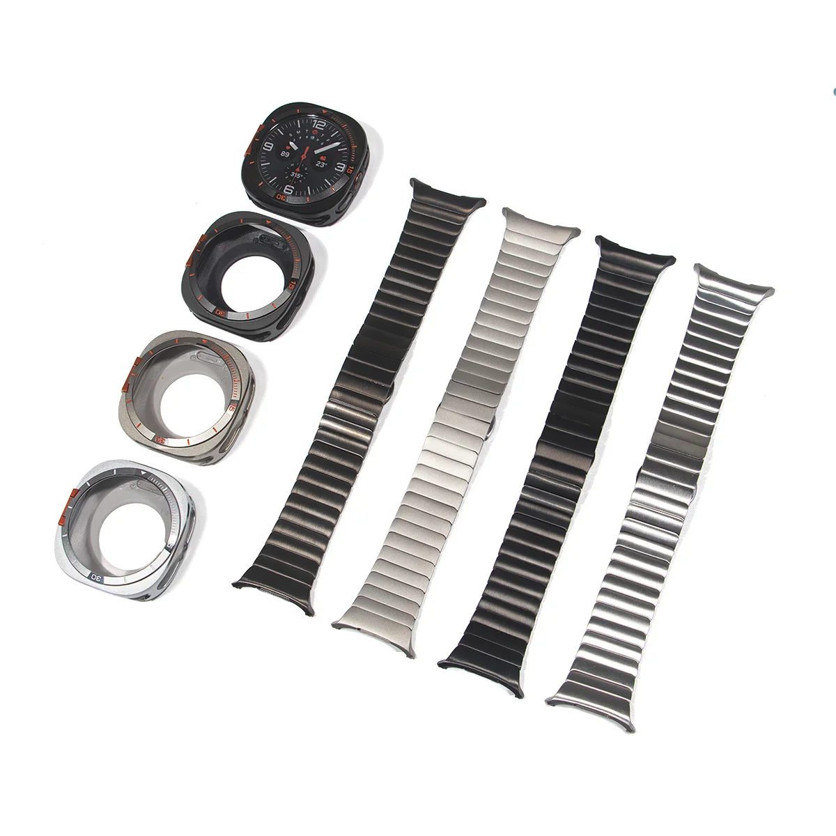 

Чехол+ремешок для Samsung Galaxy Watch Ultra 2025 47 мм, твердый корпус из сплава и поликарбоната, ремешок из нержавеющей стали, металлический браслет, сменный ремешок