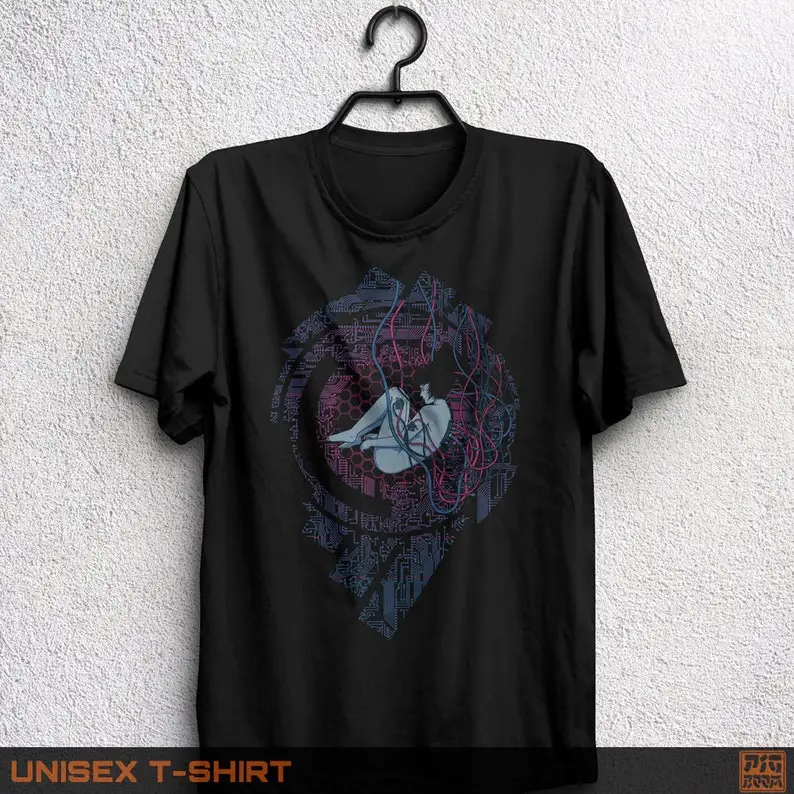 Wired Ghost | 90's Sci-Fi Anime | Manga Inspired | Neon Colors Aesthetic Anime Unisex T-shirt