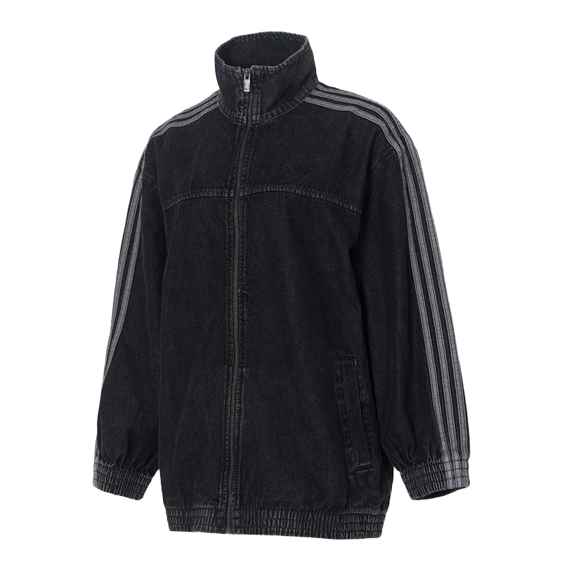 

Женская джинсовая куртка Adidas Trefoil с воротником-стойкой, спортивная одежда свободного кроя, модная вязаная куртка Jy2897