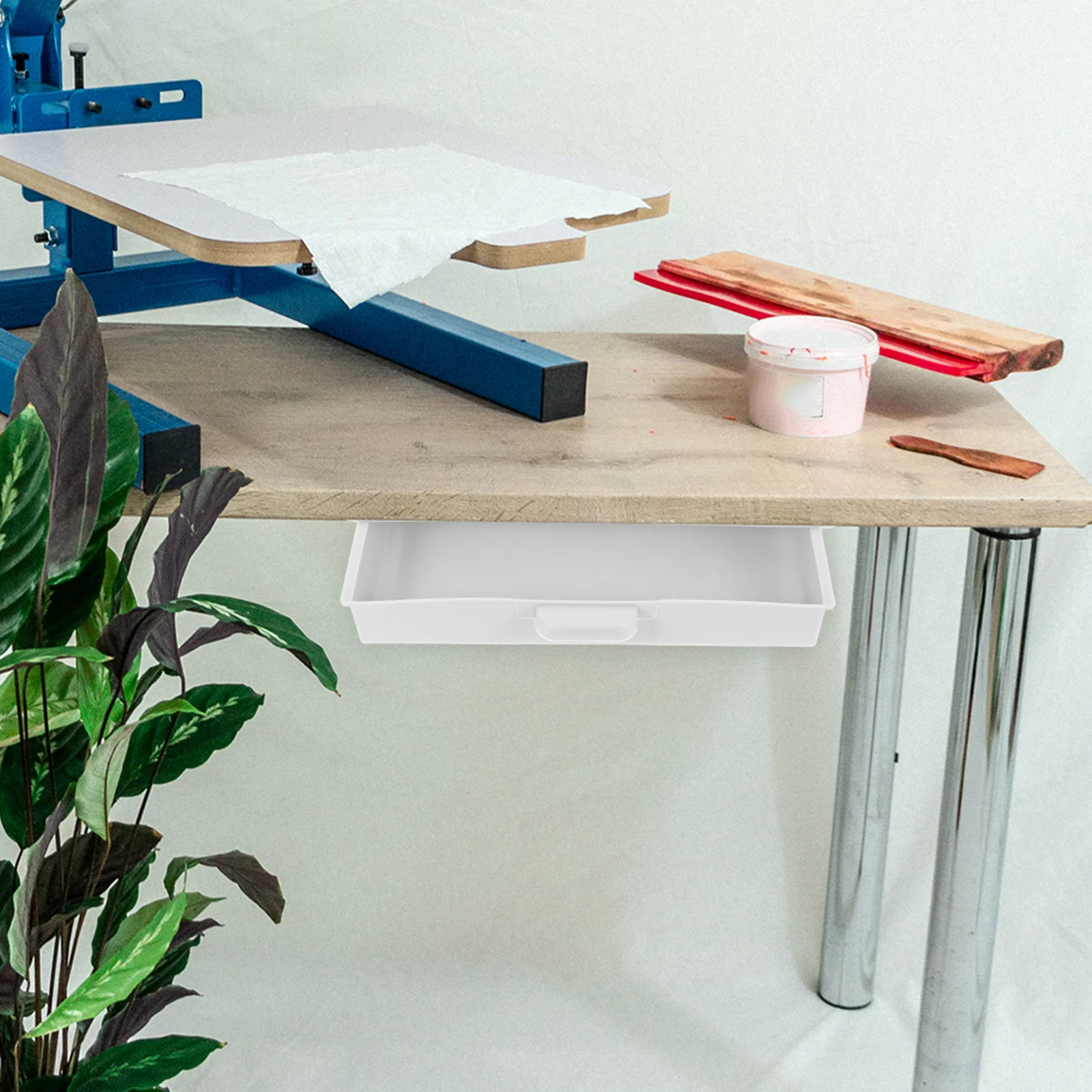 

Under Table Self Adhesive Storage Drawer Organizer Hidden Slide Out Trays for Kitchen Utensils Office Supplies No Damage