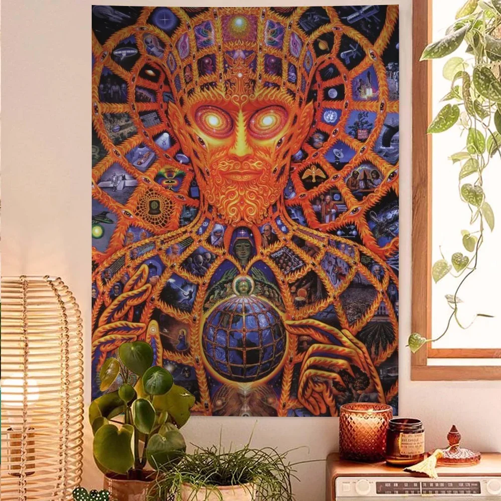 Abstract Alex Grey Trippy Psychedelic Tapestry Anime Tapestry Hanging Tarot Hippie Wall Rugs Dorm Wall Hanging Sheets