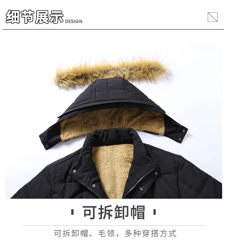 سترة شتوية غير رسمية للرجال سترات دافئة هدية دافئة للأب والزوج سترة مقاومة للرياح معطف شتوي بقلنسوة من الصوف على الموضة الجديدة