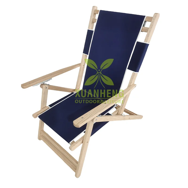 

Customizable Wooden Frame Folding Portable Beach Loungers Cozy Beach Chair
