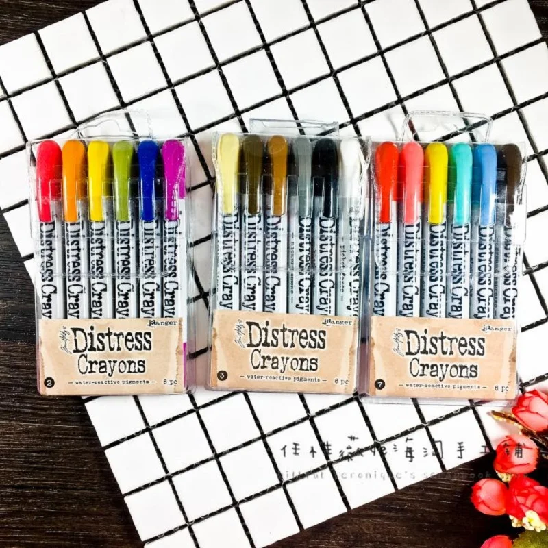 Original imported Ranger Timholtz Distress Crayon Water-soluble Oil Stick Metallic Pearlescent 3/6 Color Handbook Coloring Set