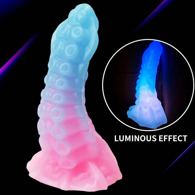 Dildo suave emissor de luz com ventosa para homens e mulheres, nádegas de tentáculo de polvo, plugue anal, brinquedos sexuais anais, divertido, novo