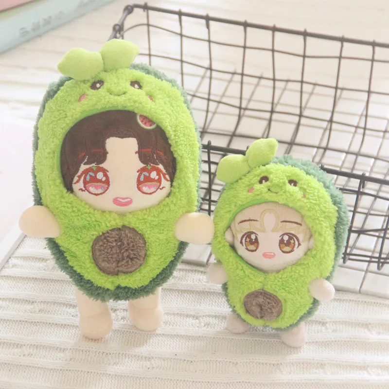 Cartoon Avocado Coat Doll Clothes, Kawaii Soft Plush Doll Clothes, Idol Doll Change Clothes Game,Fans, Girls Gifts, 20cm,10cm