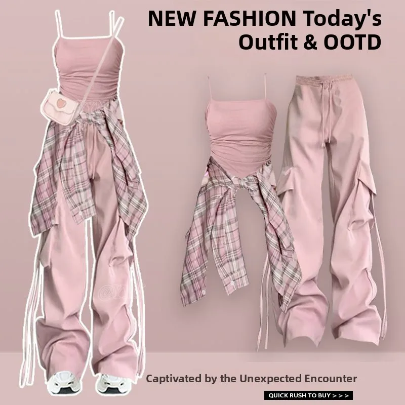 Dopne Plaid irt Mujer Casual Faion Design Sensation Tank Top Slim Ropa de trabajo Pantalones Verano 2024 Fibra de poliéster Long Sl...