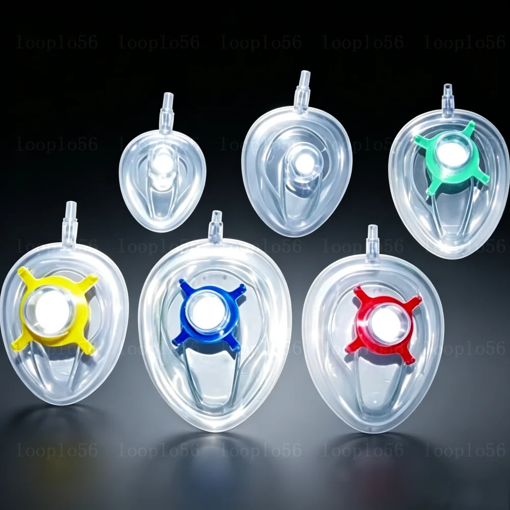 Medical PVC Anesthesia Mask Sterilized Disposable Resuscitate Face Masks for Adult Child 6 Size CPR Breathing Mask