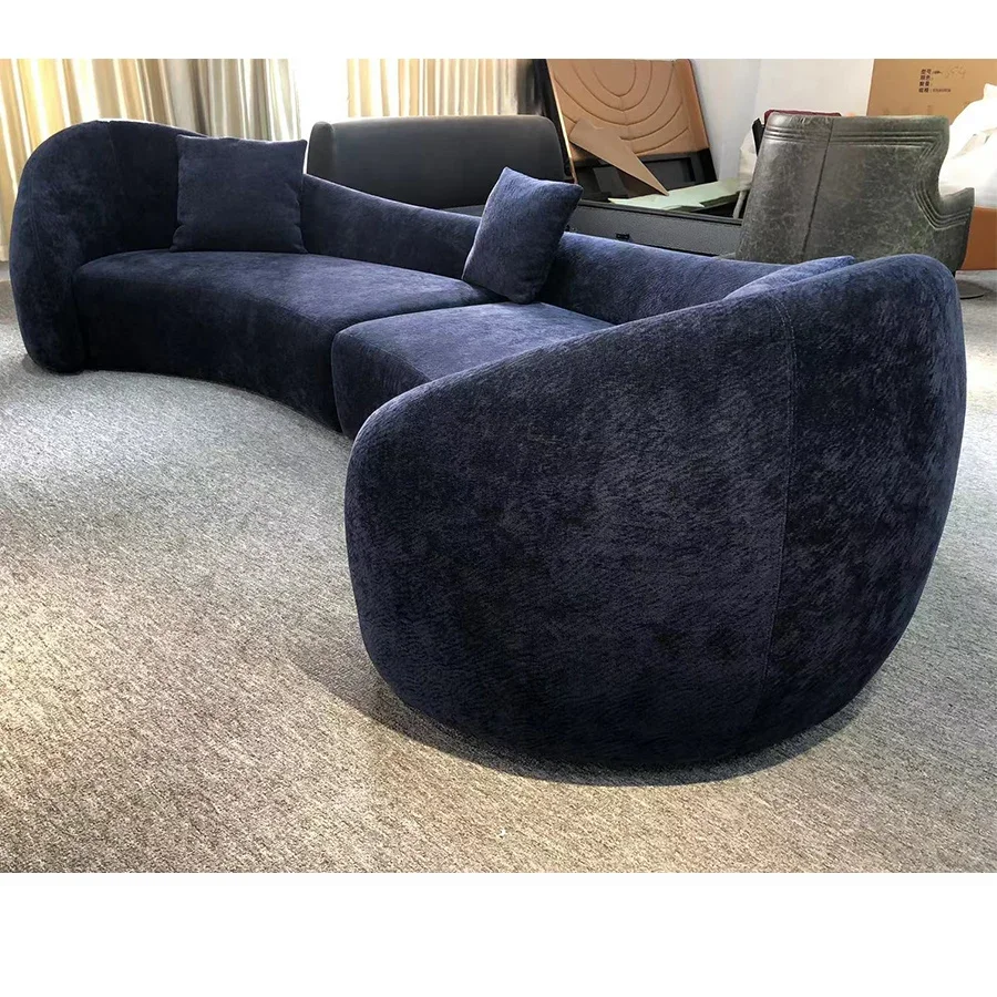 Latest modern Italian design fabric sofa living room furniture home villa hotel office arc-shaped fashion sofas