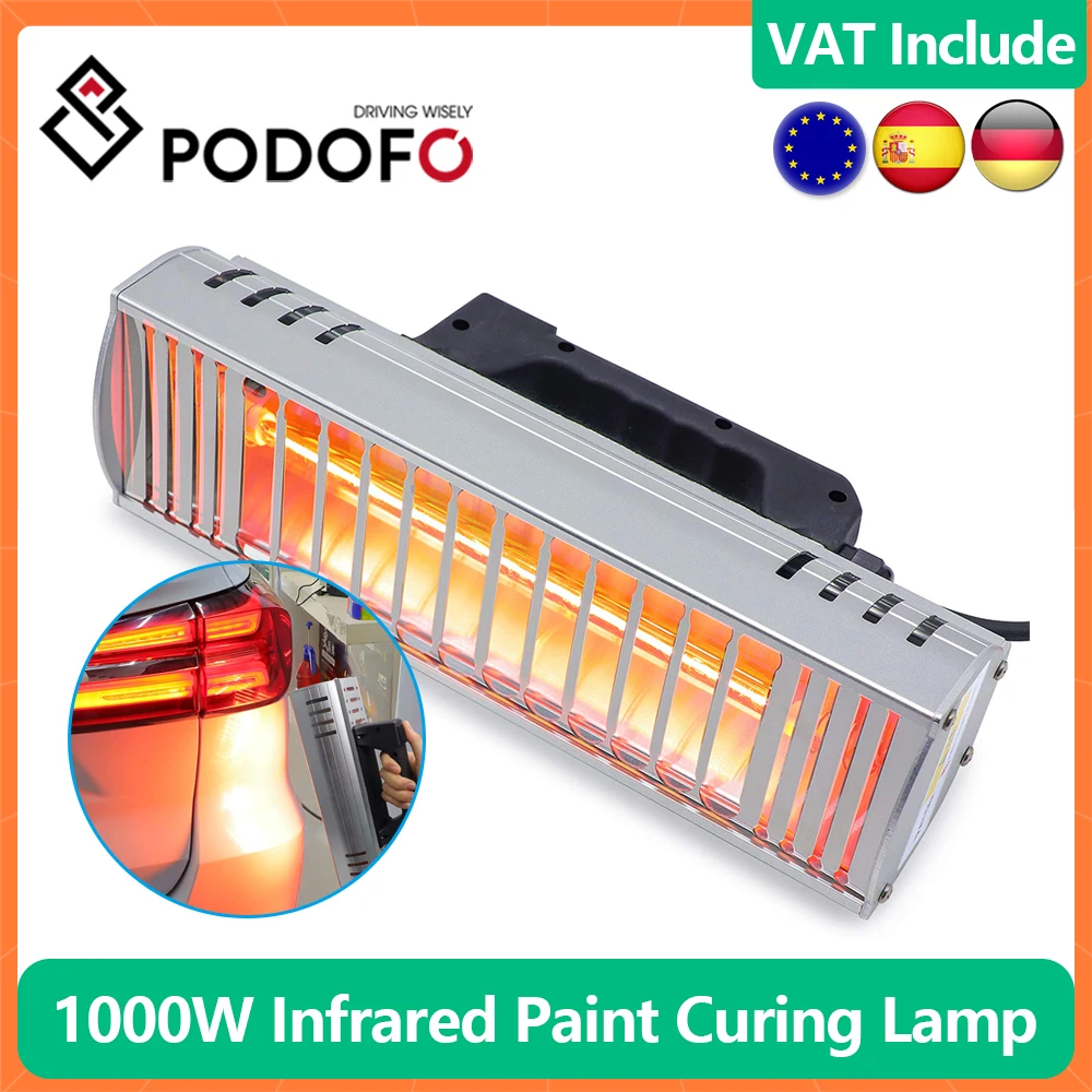 Podofo 1000W Portable Infrared Paint Curing Lamp Handheld Baking Light Shortwave Heating Lamp Shortwave Spray Paint Booth