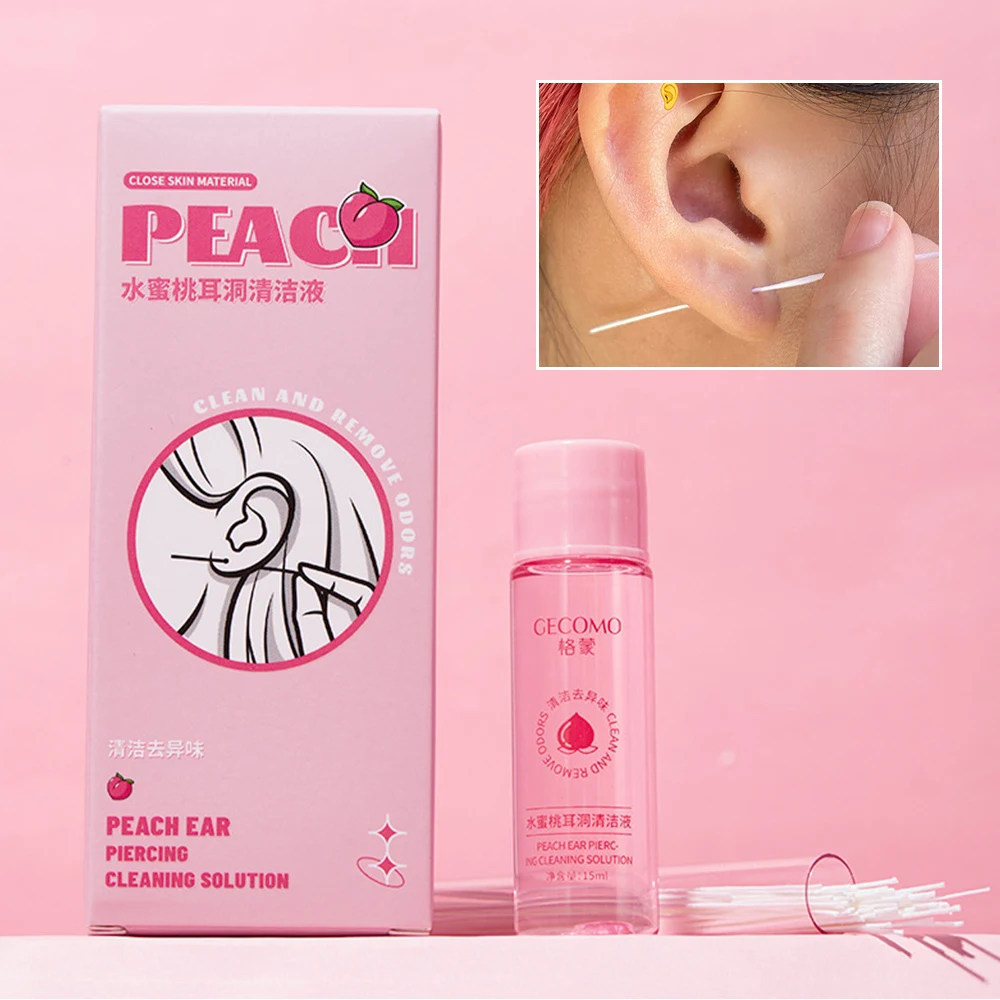 15ml Disposable Ear Hole Cleaning Set Ear Wax Removal Hygiene Peach Mint Flavour Ear Hole Thread Washing Cleaner Ear Health Care