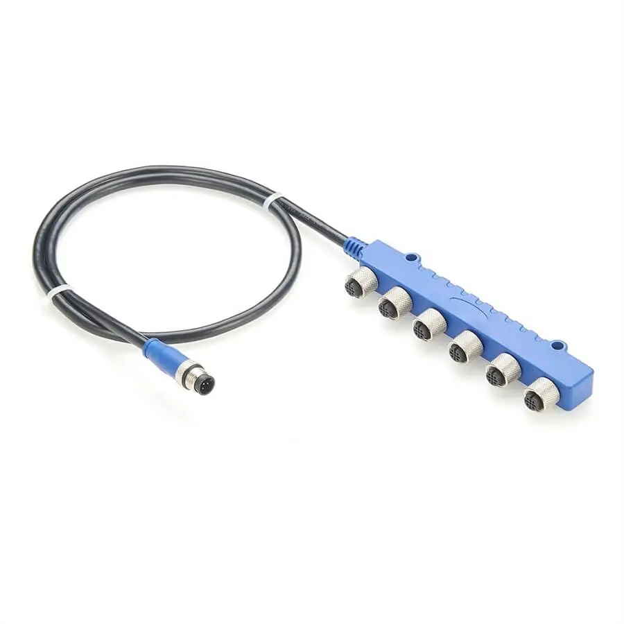 Marine NMEA 2000 Compatible 6 Port T Connector 1M M12 Metal Connector Male to 6 Female Boat Network Expansion Marine Grade