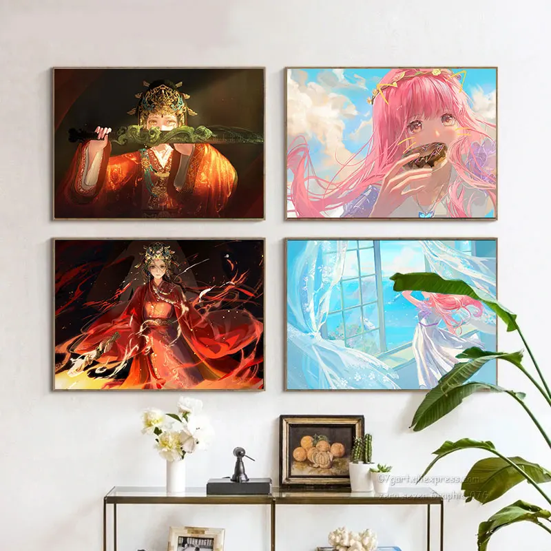 3D Dress Up Role Playing Game Shining Warm Elegant Character Poster Beautiful Clothes Girls love Room Home Decor Canvas Painting