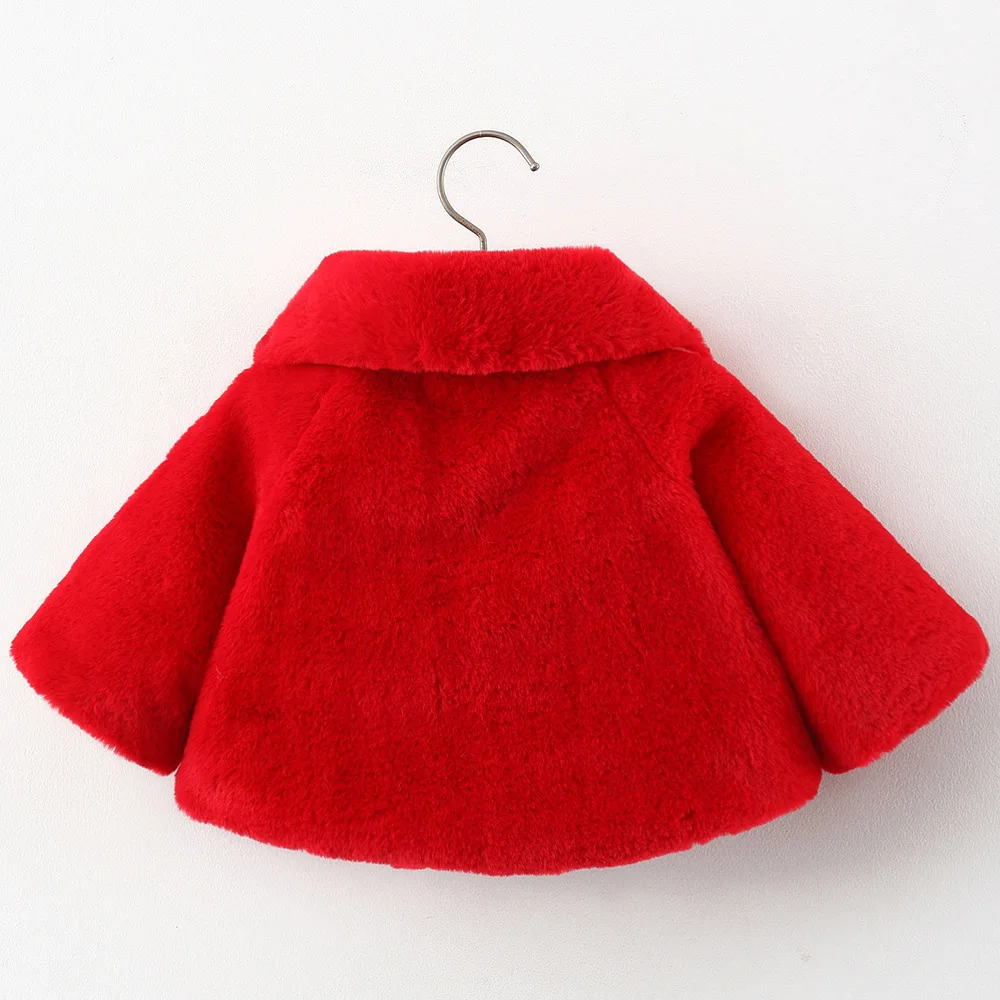 Winter Baby Clothing Newborn Faux Fur Coat Cloak Shawl Infant Girl Clothes Cute Princess Bow Warm Fleece Toddler Jackets BC282