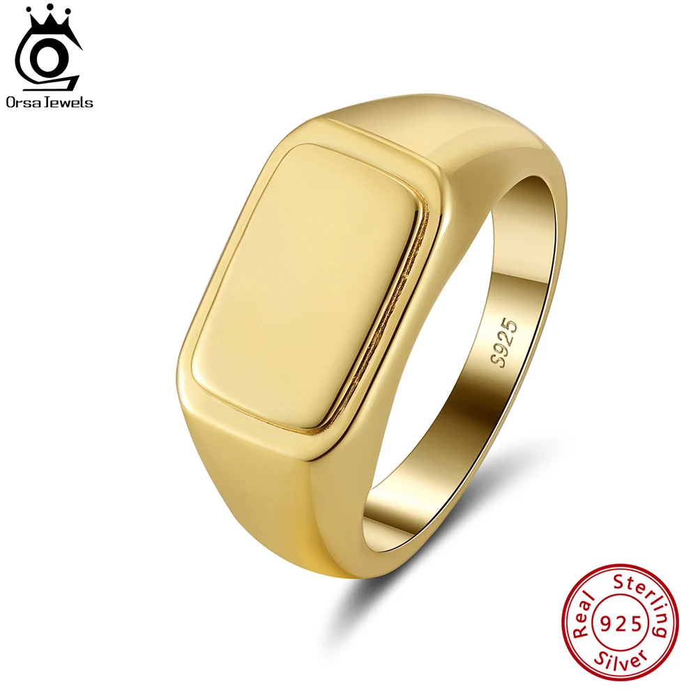 orsa jewels genuine 925 sterling silver signet plain band ring aneis de declaracao de noivado de casamento simples joias masculinas nmr05 01