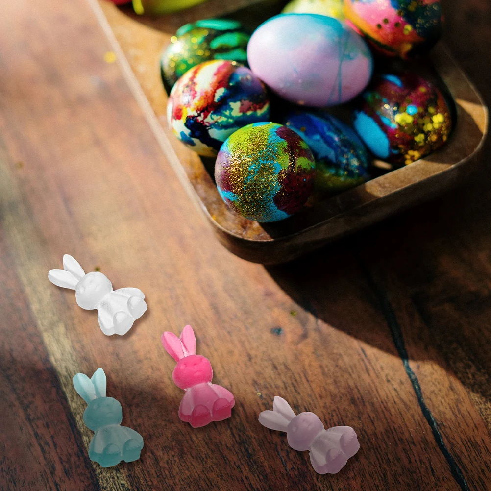 

40 шт., яркие бусины из смолы в виде кролика, идеально подходят для ювелирных изделий ручной работы, украшений, подвески с плоской задней частью в виде животных