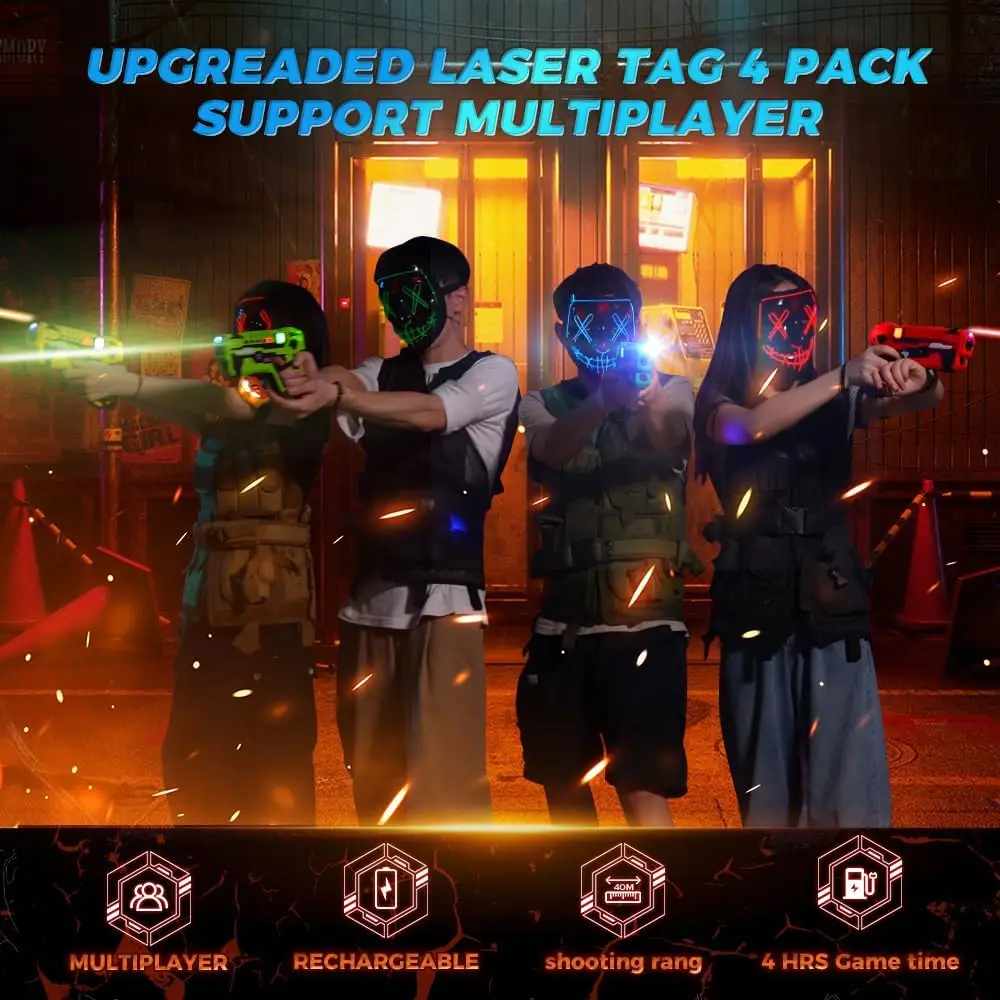 VATOS Laser Tag Battle Game Gun Set Elektryczne pistolety laserowe na podczerwień dla dzieci Pistolet laserowy na podczerwień dla chłopców Gra wewnętrzna dla dzieci na świeżym powietrzu