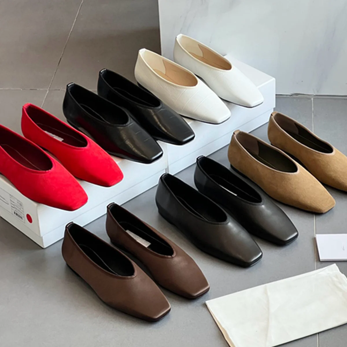 

Jenny&Dave Spring Slip On Shoes For Woman French Nordic minimalist Genuine Leather Silk Italian Leather Flats Woman Shoes Loa