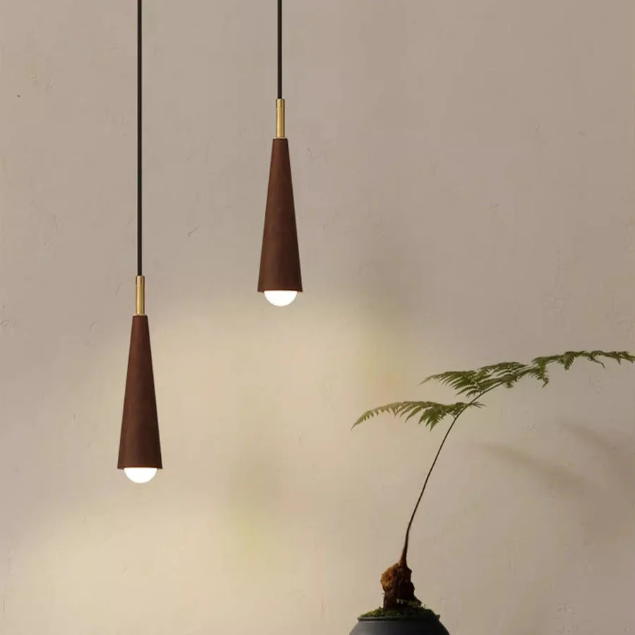 Modern Wooden Long Tube LED Pendant lights Dining room Shop Bar  Hanging lamp Restaurant Walnut Wooden Kitchen Pendant Lamps