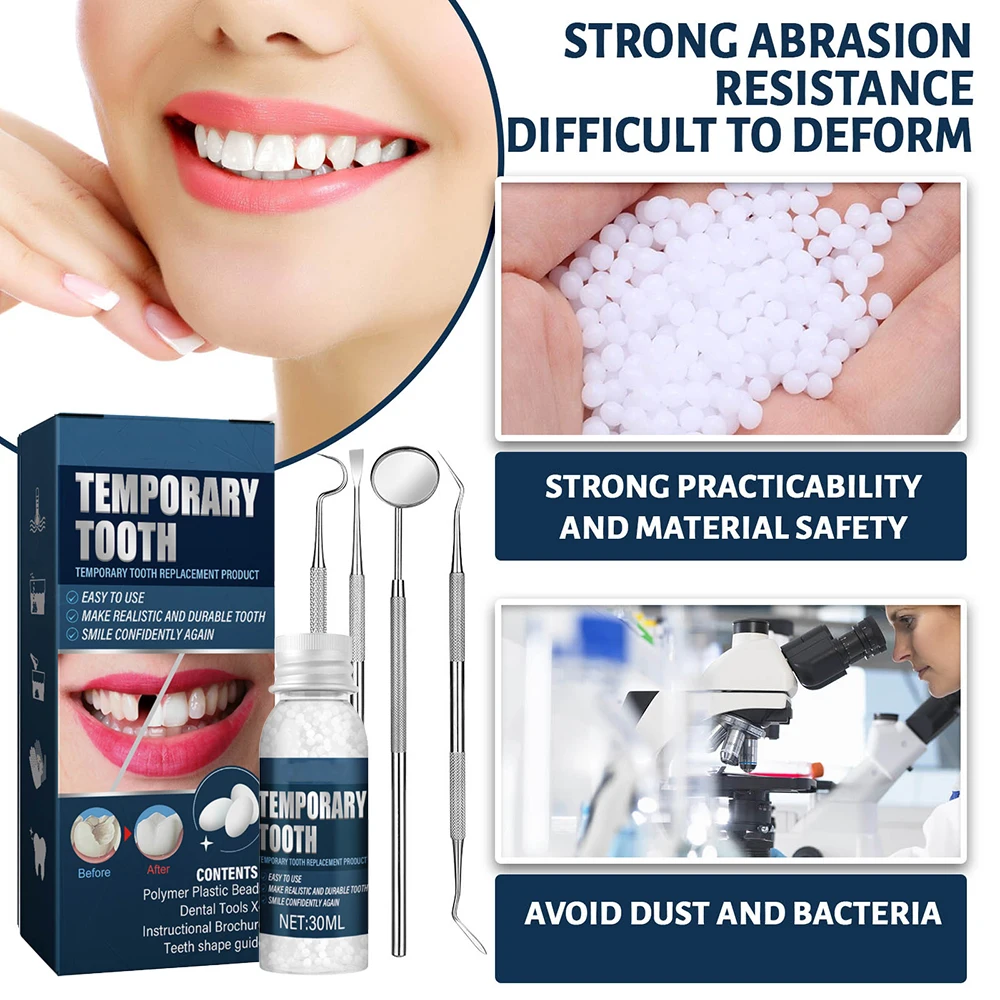 Oral Fake Teeth Filling Repair Temporary Tooth Filling Repair Kit Dental Repair Beads Food Grade False Teeth Solid Glue