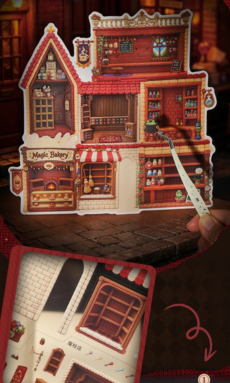 JIANQI Kawaii Stay-at-Home Tagebuch 3D „Mein magischer Weltraum“-Landschafts-Aufkleber DIY Taschenhütten-Szene Festivalgeschenk – Detail 9