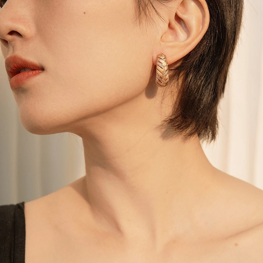 Vinregem Sparkling Lab Created Sapphire Gemstone Luxury Hoop Earrings for Women 18K Gold Plated 925 Sterling Silver Fine Jewelry