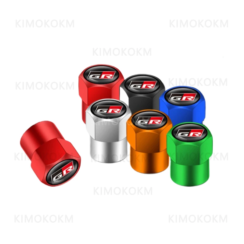 

4Pcs GR Aluminum Alloy Car Wheel Tire Valve Caps Tyre Rim Stem Covers Airdust Waterproof For Automobiles Motorcycles Trucks Bike