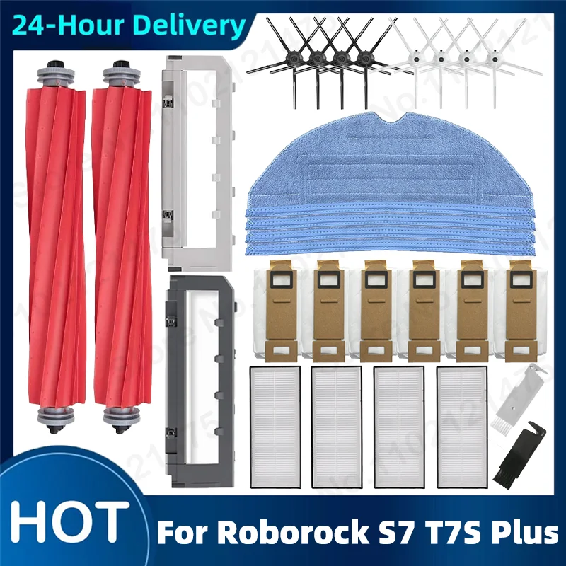 For Roborock S7 T7S S7Max Accessory of Washable Filter Main Side Brush Mop Hepa Filter Robot Vacuum Cleaner Parts Optional Kits