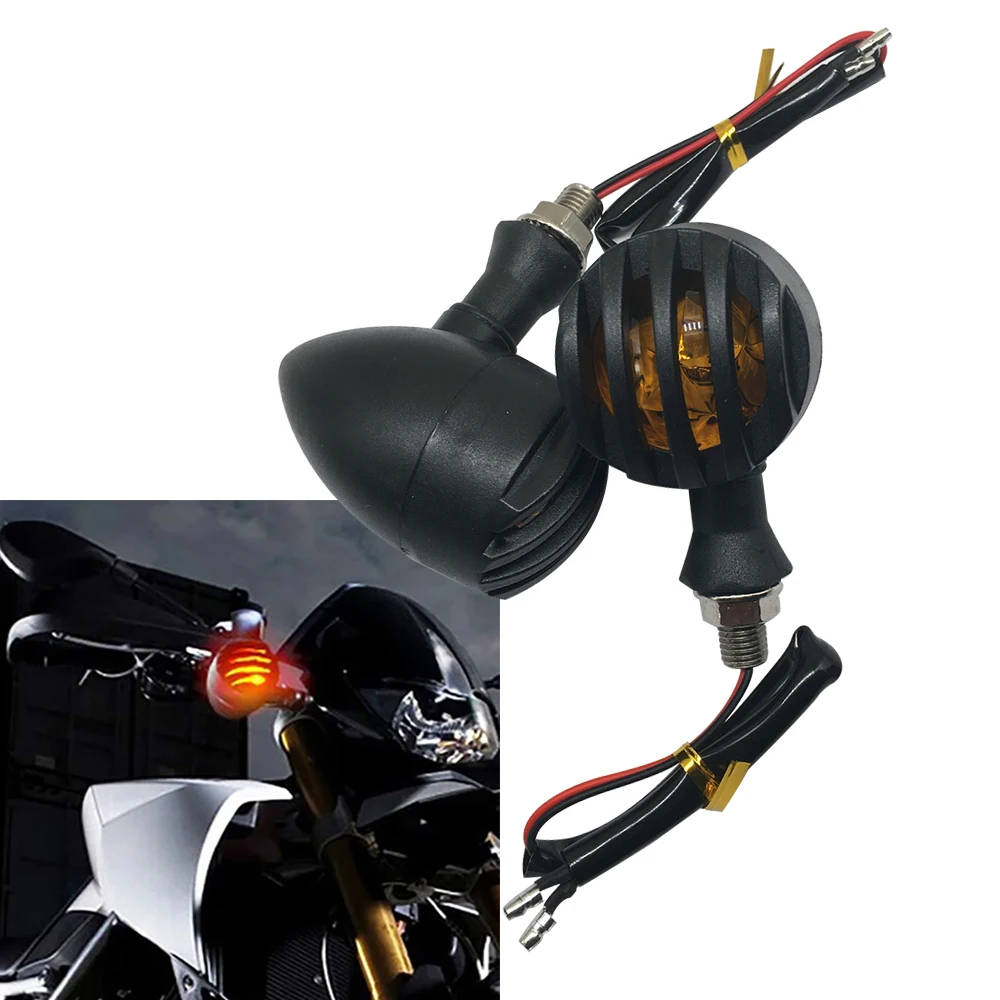 

2Pcs Universal Motorcycle Turn Signal Lights Bullet Indicator Lamp 10MM 2Wires For Harley Chopper Cafe Racer Honda Yamaha Suzuki