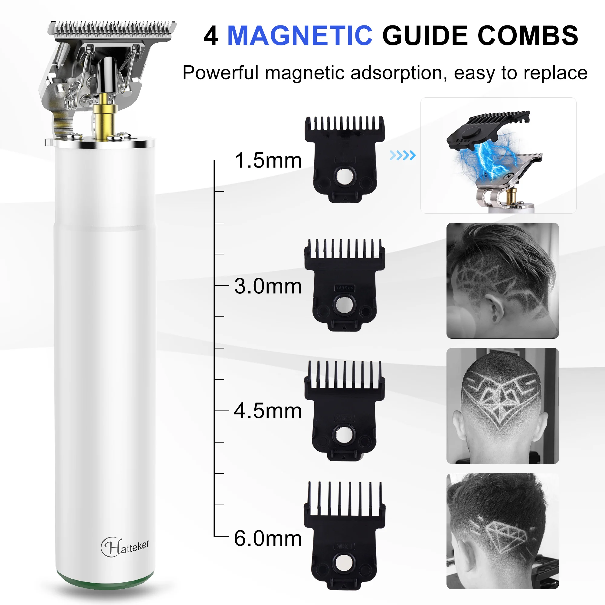 ماكينة قص الشعر الكهربائية من Hatteker، ماكينة نحت وقطع رأس الزيت، ماكينة قص الشعر الكهربائية المنزلية، ماكينة قص الشعر بشحن USB #2