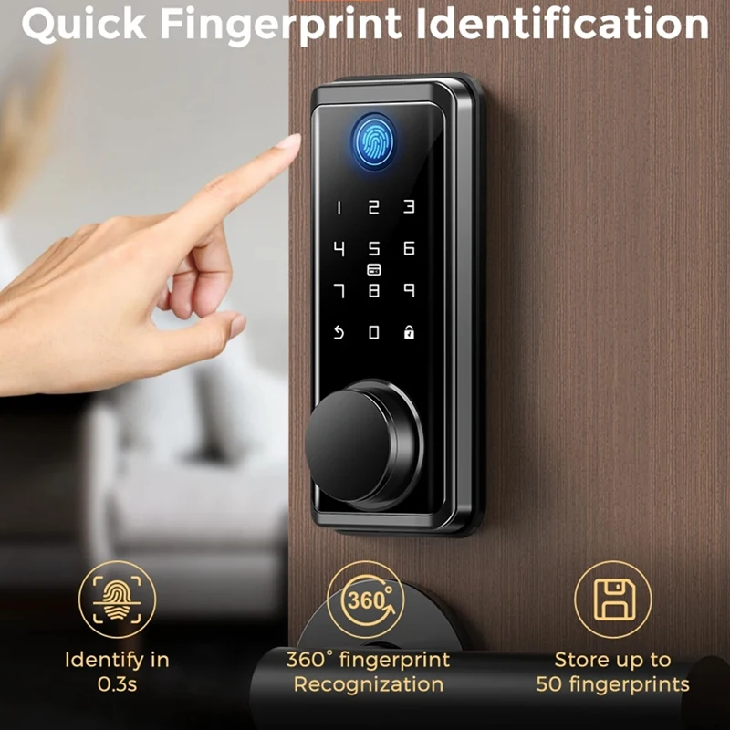 Electronic Door Lock For Tuya Lock With Deadbolt Lock Fingerprint Lock Keyless Entry With Smartlife App Remote Unlock