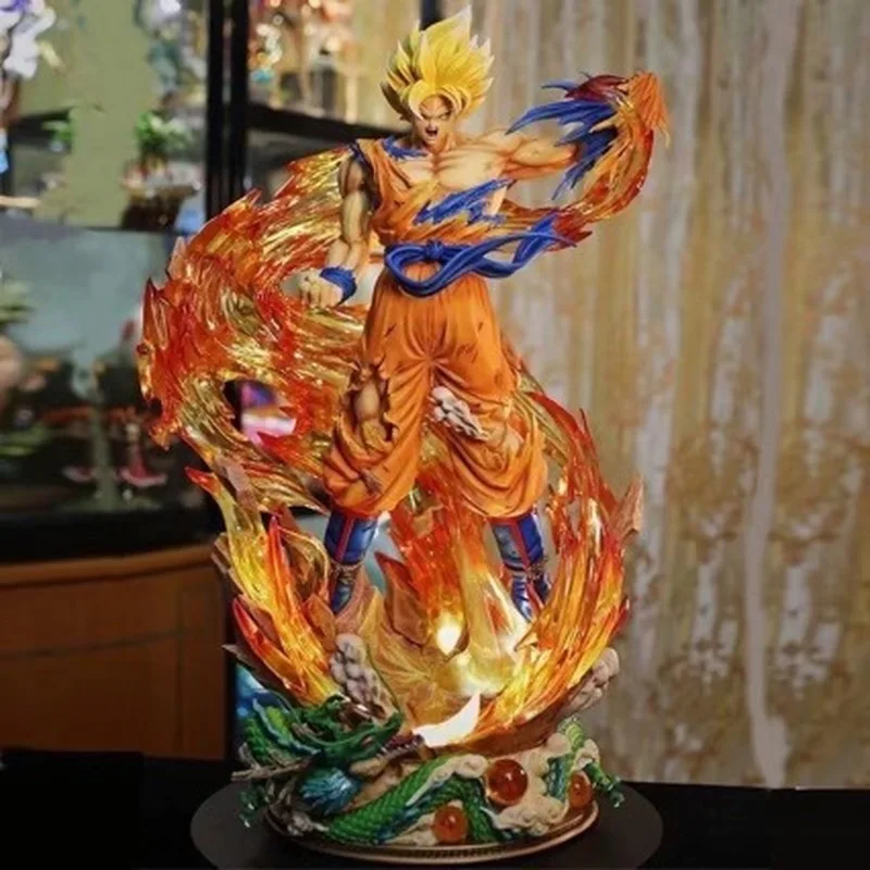 

Новая фигурка Сон Гоку из аниме Dragon Ball, 44 см, светящаяся статуэтка, украшение для рабочего стола, подарок на день рождения для детей, игрушка