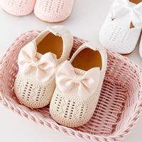 Baby Girl Shoes Fly Knit High Quality TPR Sole Anti-slip Breathable Soft Cotton Spring and Autumn Cute Bowknot for 0-9-18M F235