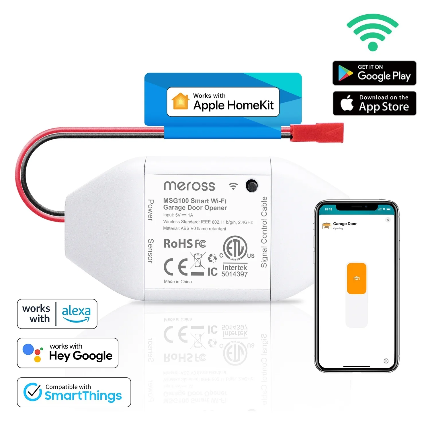 Top Smart WiFi Garage Door Opener, Works with Apple HomeKit, Siri, CarPlay, Alexa, Google Assistant and SmartThings