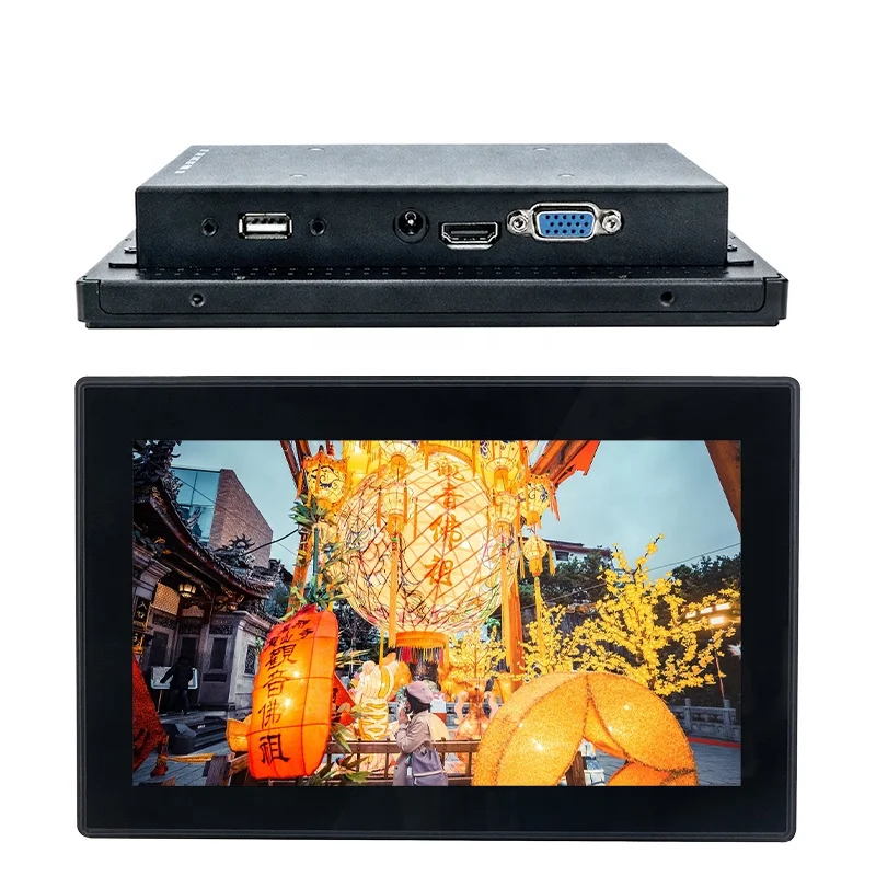 New 7 Inch Capacitive Touch Screen Monitor 1024x600 Resolution Free HMI Software USB/VGA/ Interfaces Android Operated