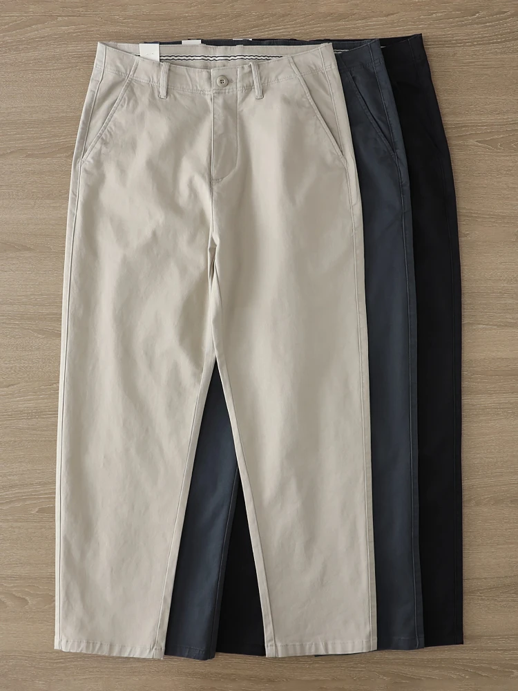 

2026 весенне-осенние новые японские тканые саржевые брюки в стиле ретро, мужские простые прямые повседневные брюки из хлопка 97%