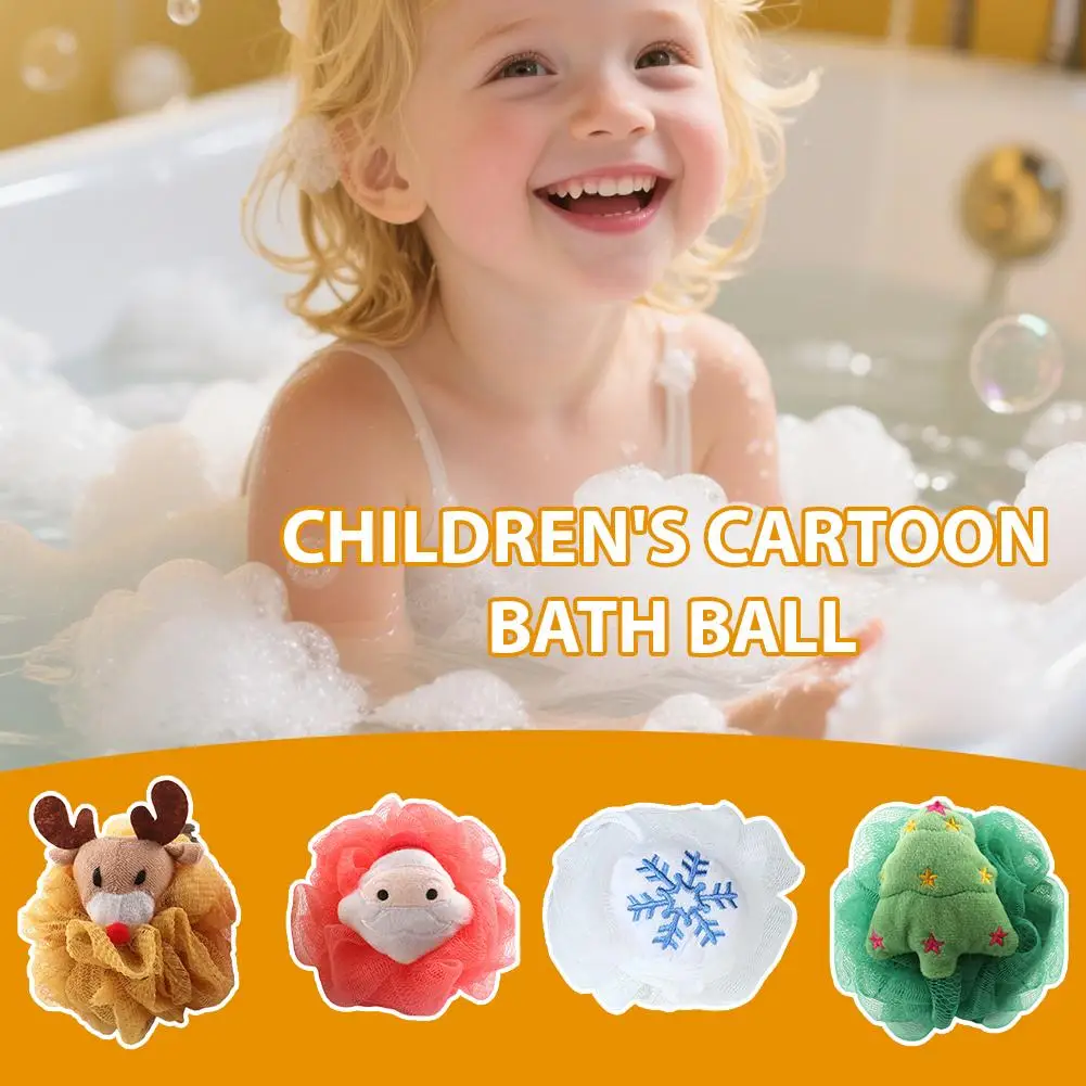 

1pc Cute Christmas Cartoon Mesh Sponge Body Scrubber Bath Sponge Shower Ball Body Wash Cleaning Massage Christmas Bathing Flower