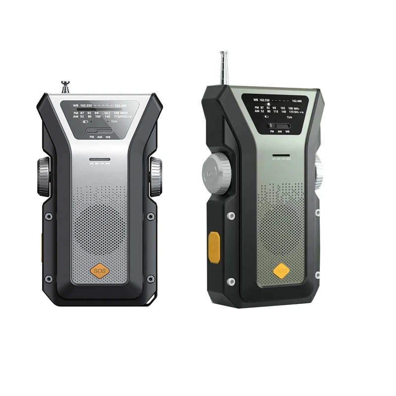 

Hand Crank Radios, Emergency Radio NOAA AM/FM, Solar Crank Radio, SOS Alarm, 4000Mah Flashlight, Type-C Charging